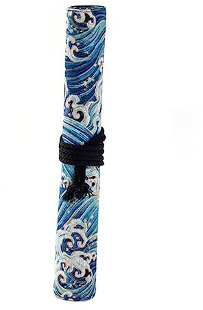 EXCEART Estuche Para Pinceles De Lona Sostenible Con 20 Ranuras Bolsa De Pinceles Con Estampado Dorado Blue Ocean Organizador PortáTil Para Artistas Y Estudiantes