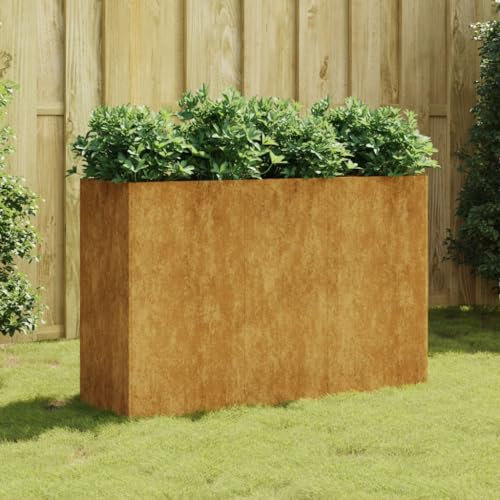Homgoday Jardinière surélevée en acier Corten - Décorative & Pratique - 120 x 40 x 80 cm - Cultivez Vos Plantes Facilement