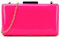 UShopUK Étui rigide en cuir verni uni pour mariage, soirée, sac à main, rose fuchsia, medium