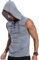 KUYIGO Men's Gym Tank Tops Sports T Shirt Thin Fitness Muscle Vest Sleeveless Hoodies with Pockets L Light Blue