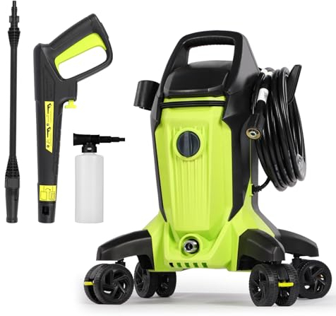 2000w Max.150Bar 7.0L/min Electric Pressure Washer,High Pressure Washer, Power Washer with Telescopic Handle &Anti-Tipping Technology& Foam Cannon for Cars/Fences/Driveways/Home/Patios