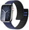 Astorgos Correa Magnética Compatible con Apple Watch Series 9 8 7 6 5 4 3 2 1 SE 38/40/41mm, Correa de Silicona Ajustable, Azul Oscuro & Negro