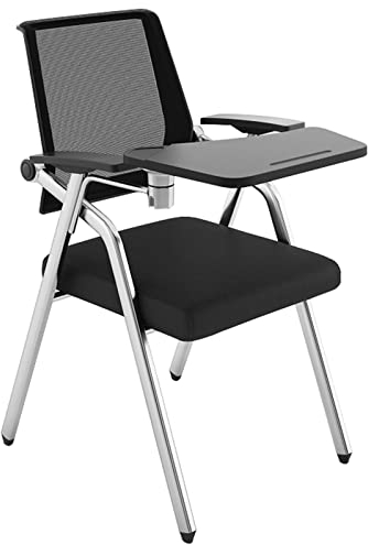ALEjon Klappbare Trainingsstühle mit eingebautem Tablet für Büro und Besprechungen - Stabiles und bequemes Sitzen, trägt bis zu 50 kg - Schwarz - 50 * 57 * 86 cm