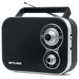 Bmi Radio Portable Muse M-051-R - Coloris Noir - Antenne FM pivotante - Volume Marche/Arrêt réglage Rotatif - Poignée de Transport