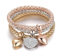ZILZUFA Braccialetto di fascino delle donne 3 pezzi, Elastico Bracciale Catena Popcorn con Pendente Ciondolo Bracciale in Oro Rosa, Argento