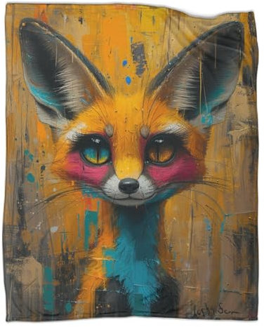 DCABEIOOE Cartoon Fuchs 3D Bedruckte Decke Couchdecke Flauschige Decke