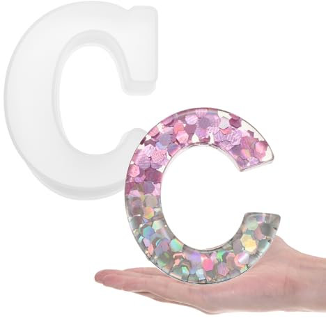 QUARKZMAN Grand Moule en Silicone en Forme de Lettre C Majuscule de 6 de Hauteur pour la Création de Mots, Artisanat DIY, Décoration de Fête à la Maison, Bougies, Savon.