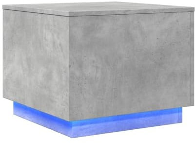 HETFTJN Konsolentisch Schmal Wohnzimmertisch Stehtisch Living Room Table - Couchtisch mit LED-Leuchten Betongrau 50x50x40 cm für Wohnzimmer Schlafzimmer Speisesaal Café