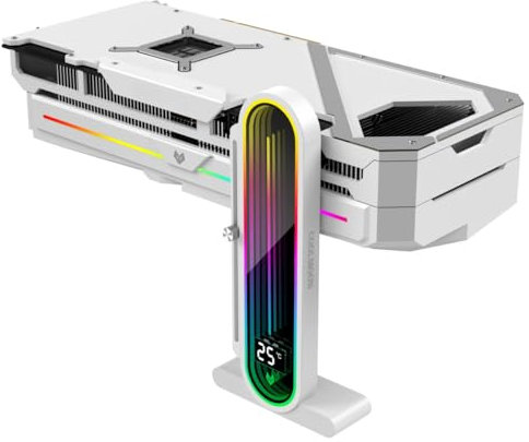 Höhenverstellbare RGB-GPU-Unterstützung mit integrierter Temperaturanzeige, 3-poliger 5-V-PC-Grafikkartenständer, Anti-Durchhang-Halterung und Magnetfuß