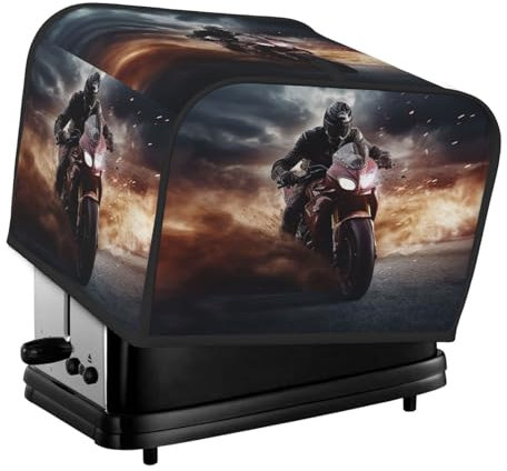 Man Ride A Motorrad-Toaster-Staubschutz, 4-Scheiben-Toaster-Abdeckung, Küchen-Schutzabdeckung für kleine Geräte