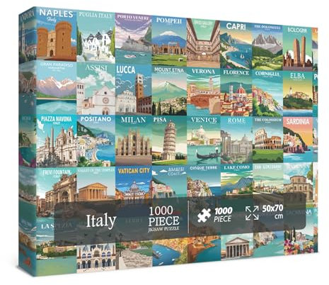 Italien Puzzle 1000 Teile für Erwachsene Natur, Cinque Terre Rom Reise Jigsaw Puzzles Stadt Florenz, Europa Landschaft Scenic Collage Herausforderndes Puzzle für Erwachsene