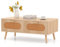 COSTWAY Table Basse Bohème en Bois, Rotin Cannage avec 2 Tiroirs, Compartiment Arrière, Pieds en Bois Massif, Naturel, 100 x 50 x 41 cm