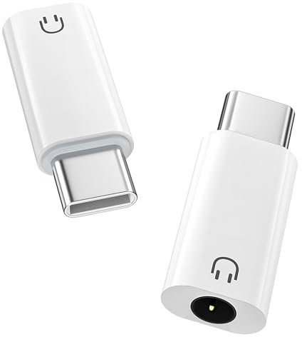 MoKo USB C to 3.5mm Audio Headphone Adapter, Type C to Headphone 3.5mm Aux Jack Dongle Compatible with iPhone 16 15 Pro Max Plus, Galaxy S24 S23 S22, iPad Air/Pro, MacBook, Pixel, White