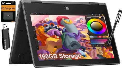 HP Chromebook X360 11 Pro Fortis 2-in-1 Touchscreen (11.6, Intel Processor, 4GB RAM, 160GB Storage), Ruggedized & Spill-Resistant Convertible Students & Education Laptop, IST Pen, Webcam, Chrome OS