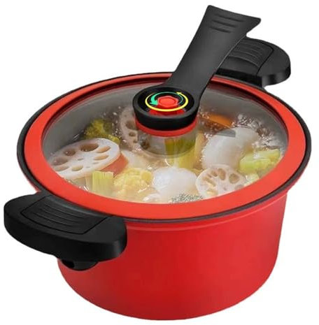 Mini olla a presión, olla de presión de calefacción rápida de 3.5L con manijas de cerradura, serie antiadherente con tapa transparente para gas, inducción, estufas eléctricas