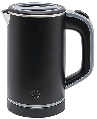 CHIMHOON Kleiner Wasserkocher 800ML(0.21GAL),600W 5 Minuten Schnelles Kochen Mini Edelstahl Wasserkocher,Überhitzungsschutz Leise Reise Mini Wasserkocher Elektrischer,Kettle für Tee Kaffee (Schwarz)