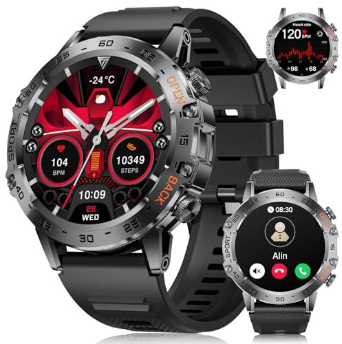 Orologio Smartwatch Uomo/1,45 ″ Amoled Smartwatch con Chiamate,530 mAh Batteria,IP68 Impermeabile Orologio Fitness con Monitor Frequenza Cardiaca/Sonno,100+ Modalità Sportive per Android iOS,Silice
