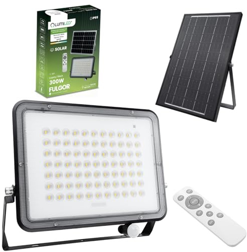 Lumiled Solarlampe für Außen Solar Strahler mit Bewegungsmelder Fernsteuerung 4000K Neutralweiß Scheinwerfer Solar Wandleuchte Aussen IP65 wasserdicht 300W Solarleuchte Garten Sicherheitswandleuchte