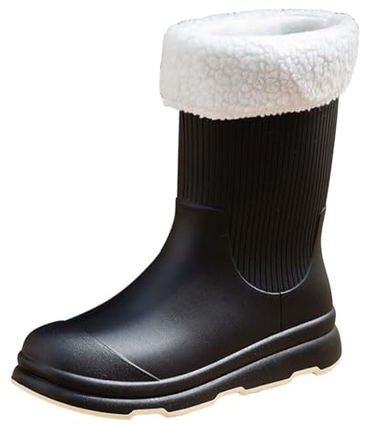 Stivali di gomma da donna foderati, stivali da pioggia alti, invernali, stivali da lavoro, stivali di sicurezza, da giardino, impermeabili, in gomma, grigio scuro, 39 EU
