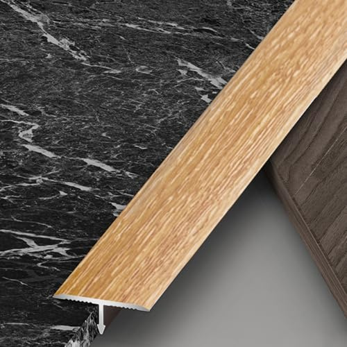 VQWQV Profilo Giunzione in Metallo, Strisce di Transizione del Pavimento T Alluminio, per Porte, Legno, Vinile Laminati, Moquette E Piastrelle (3Pcs X 90cm)(Light Oak,W2cm)