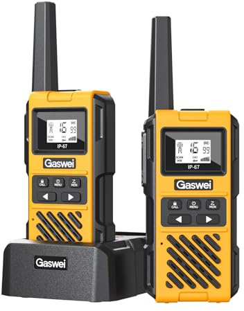 Gaswei G1pro PMR446 Walkie Talkies Long Range IP67 Waterproof for Adults | 2 Way Radios Rechargeable with USB-C Charging, VOX Handsfree & Call Alert,for Outdoor Camping Hiking Travel (2 Pack,Yellow)