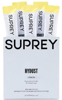 HYDUST by SUPREY - Electrolitos en Polvo para Hidratación | 0 Azúcar Añadido | Con Sodio, Potasio y Magnesio | Caja de 20 Sobres | 120g, Sabor Limón