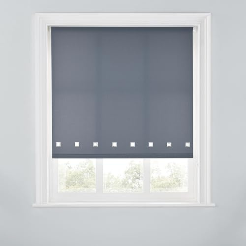 Trimmable Square Eyelet Roller Blind - 6FT - CHARCOAL - 180cm(W) x170cm(L) | Polyester Light-Filtering Roller Blind, Trim-To-Size for a Custom Fit, Brackets Inc, Ideal for Bedrooms, Kitchens & Lounges