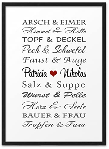 TAUMPAAR LUSTIG | ABOUKI Kunstdruck | Valentinstag Geschenk Für Sie Pärchen Geschenke Bild Hochzeit Personalisiert Jahrestag Geschenk für Freundin | Personalisiert