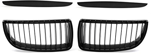 sourcing map Vordere obere Haube Stoßstange Kühlergrill Grill für BMW 325i E90 E91 2005-2008 Front Links Rechts Obere Stoßstange Nierengrill Grill Signal Lamelle Matt Schwarz Paar