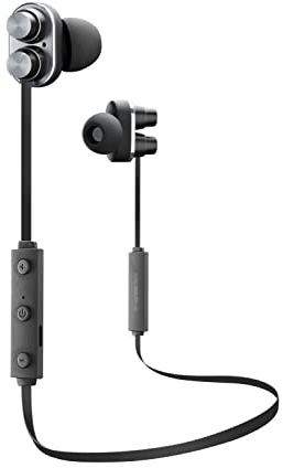 AQL Duet | Bluetooth-Kopfhörer | Kabellose Bluetooth-Ohrhörer – 75-mAh-Akku, 7 Stunden Laufzeit, 2,5-Stunden-Aufladung – Dual Bass und Mid-High-Treiber – Schwarz