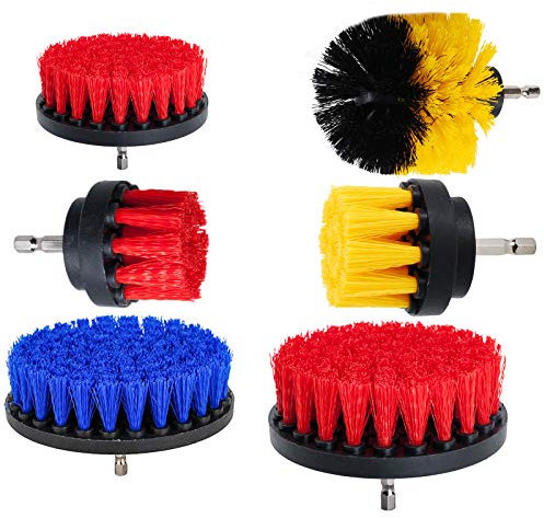 OxoxO Lot de 6 brosses à récurer souples moyennes et rigides pour nettoyer les douches, baignoires, salles de bains, carrelages, joints, moquettes, pneus, bateaux