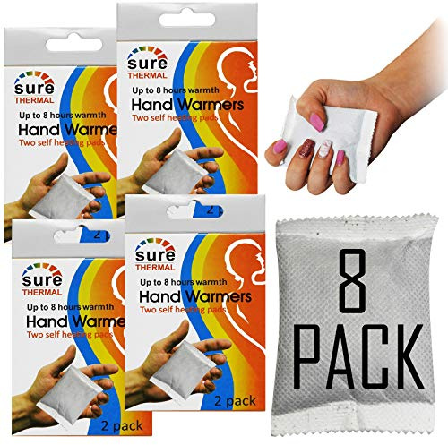 Sure Thermal Winter Walking Hand Pocket Glove Warmers, 8 Hours Warmth, 8 Pack
