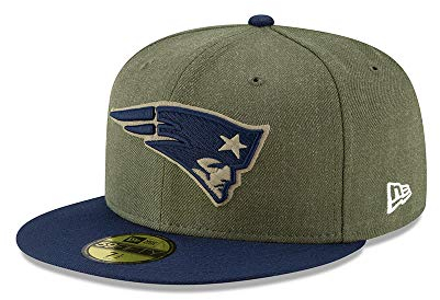 New Era New England Patriots On Field 18 Salute to Service Cap 59fifty 5950 Fitted Limited Edition, Green, 7 1/4 - 58cm (L)