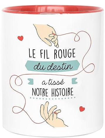 LA MENTE ES MARAVILLOSA - Taza de Cerámica con Frase en Francés 330 ml |Le Fil Rouge| Regalo para una Persona Especial, Taza de Café, Té e Infusiones