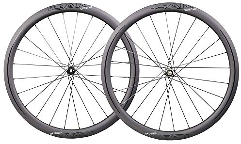 ICAN Clincher Laufrad, Carbon, 40 Scheiben, Rennrad, 40 mm, Clincher Tubeless, Scheibenbremse, 12 x 100/12 x 142 mm, nur 1355 g