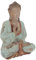 GURU SHOP Großer Holzbuddha, Buddha Statue, Handarbeit 43 cm, Antik Grün - Modell 12, Buddhas