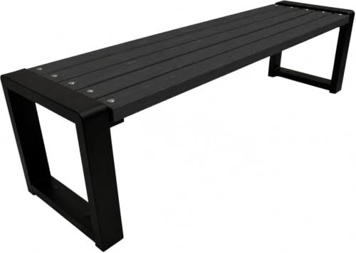 Primario Grande Gartenbank Holz ohne Rückenlehne, 125 cm - Palisander | Massives Fichtenholz & pulverbeschichteter Stahl, bis 500 kg, wetterfest, Sitzbank für Garten, Terrasse & Park, Grande