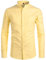 PARKLEES Mens Hipster Design Grandad Collar Oxford Shirt Slim Fit Long Sleeve Casual Button Down Dress Shirts with Pocket Yellow L