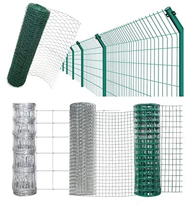 Green PVC Coated Galvanised Steel Wire Mesh Fencing Garden Fencing Decorative Fences Heavy Duty Reusable Garden Netting Kit 0.9m x 25m