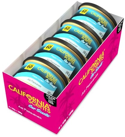 California Scents Auto Lufterfrischer Dose – Lang anhaltender Auto Duft, Auto Parfüm für frischen Raumduft, Fresh Linen, 4er-Pack