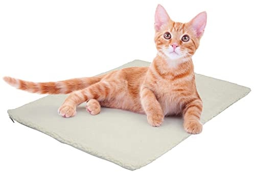 Fur & Bone Heated Cat Bed | Self-Heating Cat Mat, Pad - Removable Cover, Self-Warming Thermal Blanket