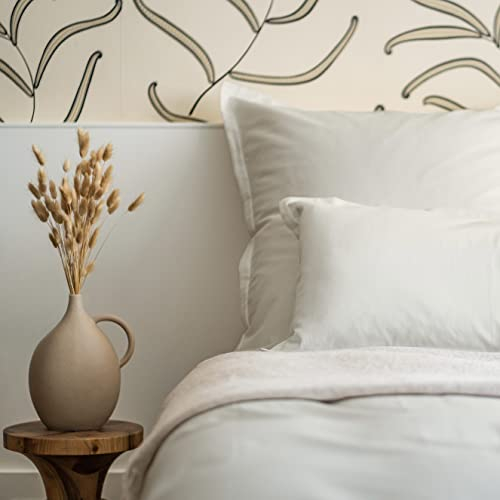 Amqua Mako Satin Bettwäsche Set 140x200cm + Kissenbezug 70x90cm, 100% ägyptische Baumwolle (Zertifiziert), beige/Sand