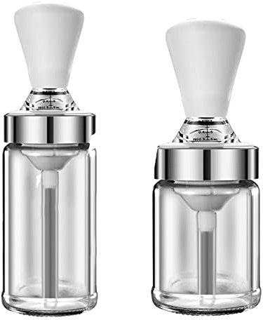 2 botellas de aceite con cepillo de silicona, botella de recipiente dispensador de vidrio 2 en 1, botella de medición de aceite con cepillo para cocina
