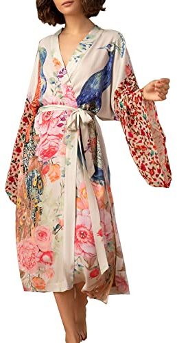 LikeJump Women Kimono Dressing Night Gown Beach Bikini Cover-Ups Summer Robes Cardigan