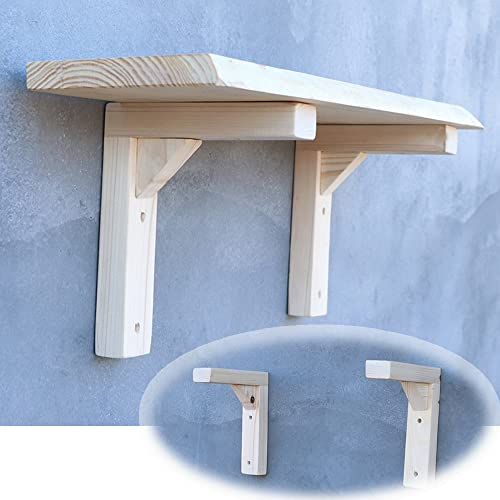 XFAK Wandregal RegalstüTzen Für Holzregale Schwimmende Regalhalterungen Massivem Holz Regalträger Winkelverbinder Retro Regalwinkel Für Deko (Natürlich) (Color : Solid Wood)