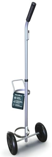 ResOne Lightweight Single D/E Oxygen Cylinder Cart, Adjustable Handle, Durable Powder-Coated Finish, Portable Oxygen Tank Cart with Wheels, Holds 1 D Size or E Size Cylinder, Medical Oxygen Transport
