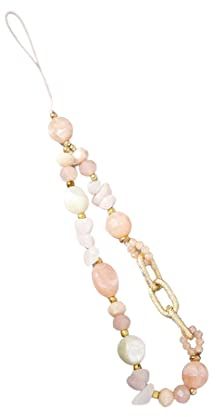 SCJJZ cuerda para movil,colgante para movil,cordon movil,cuerda movil,colgante movil,1 pieza hecha a mano corta rosa cristal cuenta mujer teléfono funda cordón cadena cordón