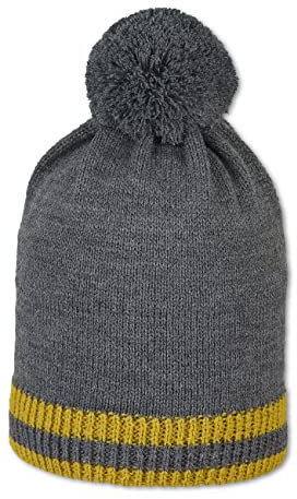Sterntaler Unisex Kinder Mütze Baby Bommelstrickmütze Rand, anthrazit meliert, 55