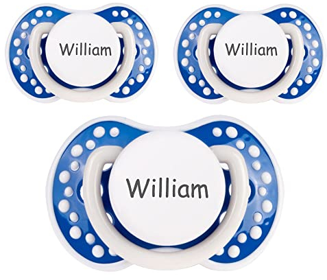 Namensschnuller, personalisiert auf Schnullern von Lovi, Selbstleuchtend, Silikon. Größe 3, 6+ Monate, 3 Stück, Schnuller mit Namen, Nuckel, BPA-frei Schnuller, Graviert