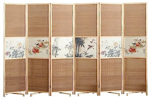 Raumteiler Trennwand, Paravent Raumtrenner Chinesischer Stil Raumteiler für Privatsphäre, 4/5/6 Panel Raumtrennung für Toilette/Schreibtisch/Zuhause, Bodenständig Faltbar Garderobe (Color : 6 Panel,